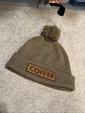 Coal Coffee Patch Pom-Pom Beanie - Olive Green